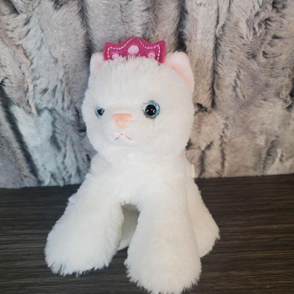 Aurora White Princess Cat Plush Pink Tiara Crown 7" Stuffed Kitty Blue Eyes 2020